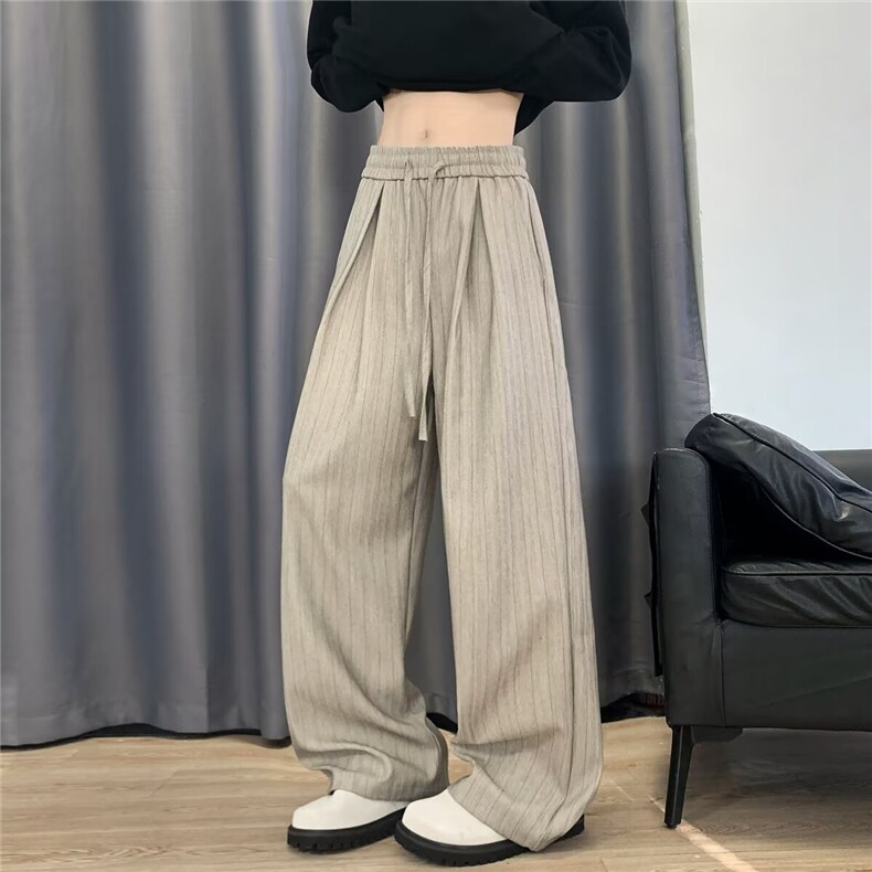 美式复古春秋款直筒宽松运动裤垂感休闲阔腿裤，女装休闲裤，四季星座505