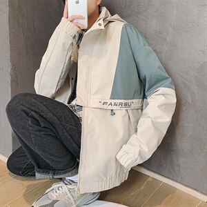 2021春季 男士休闲港风外套男 潮流夹克外套男宽松拼接 9207-P75图片