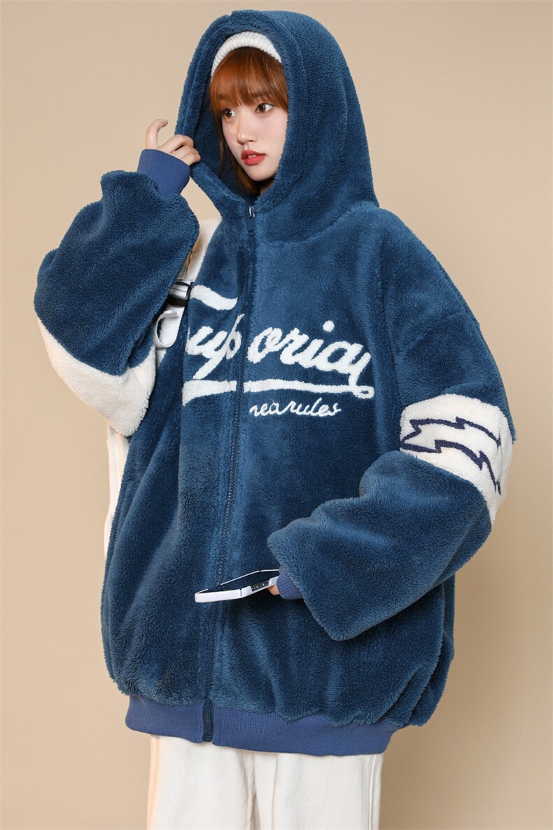 冬款加绒加厚羊羔绒棉衣中性风休闲连帽外套男女920-P110控价158,男装棉衣,电商A441-1