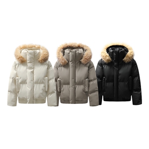 白底立体光板可二开 休闲百搭连帽毛领加厚情侣棉服MY5241 TP90图片
