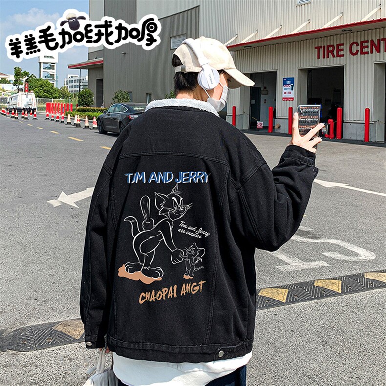羊羔毛牛仔外套男冬季新款加绒加厚港风外套JK803-P95128,男装工装外套,星座912-1（原星座914-5）