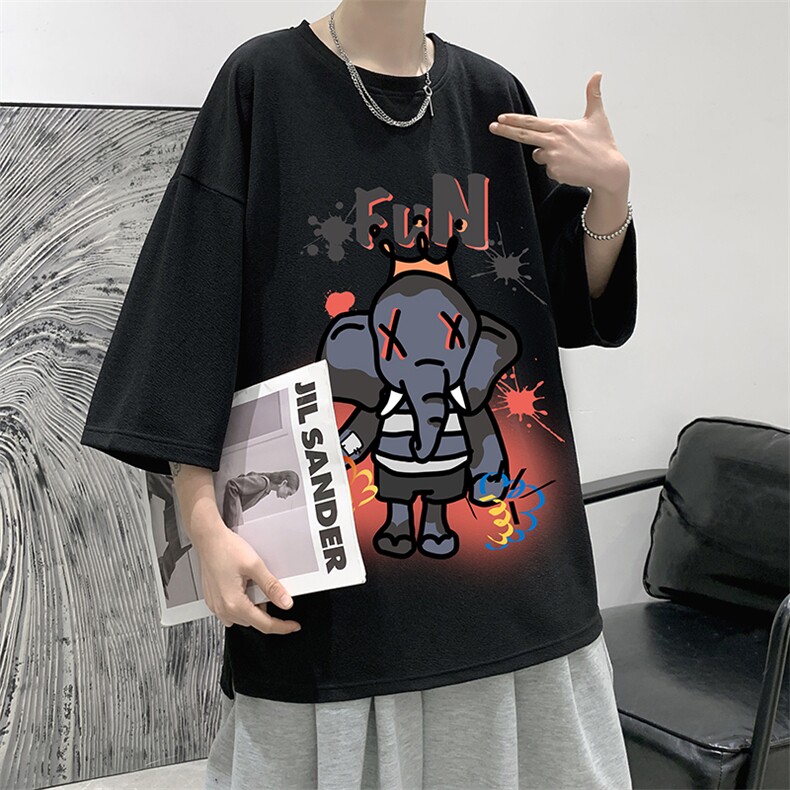 Q11221-P30春夏季七分袖t恤男大码五分袖男短袖中袖大皂风,男装T恤,电商A040