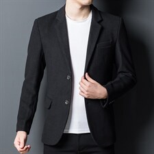 男西装2023春季新款商务休闲纯色西服宽松春秋中青年爸爸装外套图片