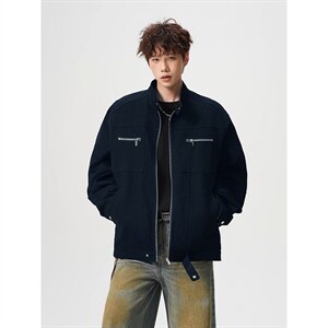 26春装高品质老钱风立领夹克外套男女美式潮牌拉链工装风宽松上衣，男装夹克，电商A486