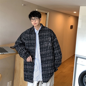 1港风小香风长袖衬衫男大码中性风情侣潮衬衫男CCS8019P45控68,女士宽裤怎么搭配好看图片
