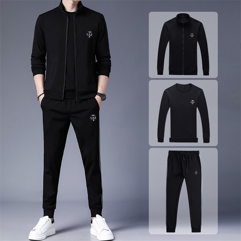 三件套男士春季新款休闲套装一套卫衣服潮流宽松百搭纯色外套男装,男装休闲套装,电商B212（原钱塘6029）