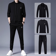三件套男士春季新款休闲套装一套卫衣服潮流宽松百搭纯色外套男装，男装休闲套装，电商B212（原钱塘6029）