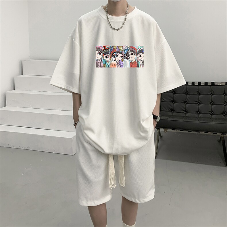 华夫格套装运动短袖t恤套装休闲两件套一套 HZ84250-P44图片