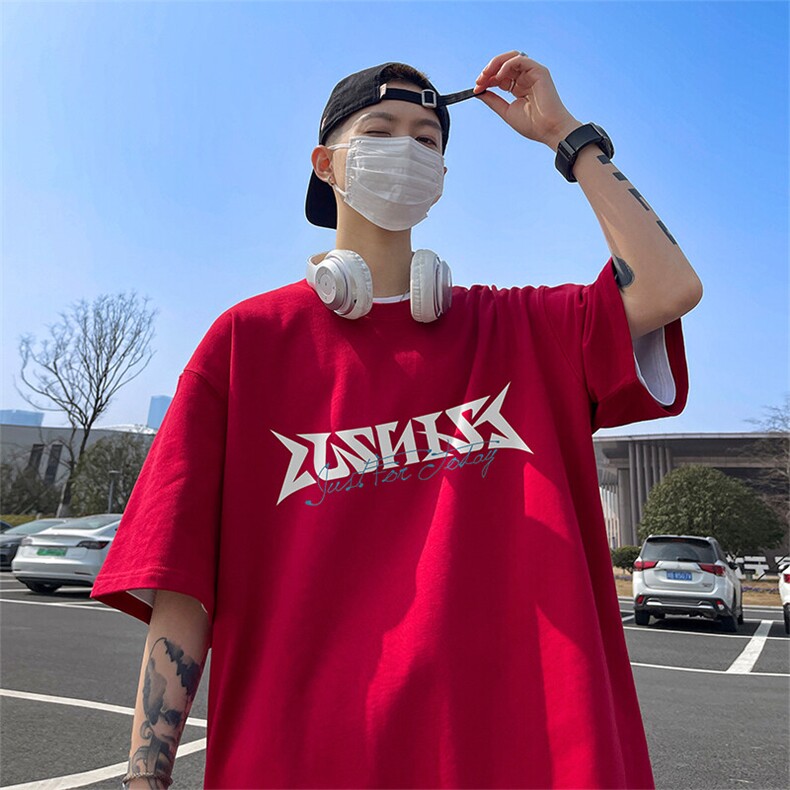 抖音得物二开 现货 220克夏装重磅美式高街宽松短袖t恤 MT177图片