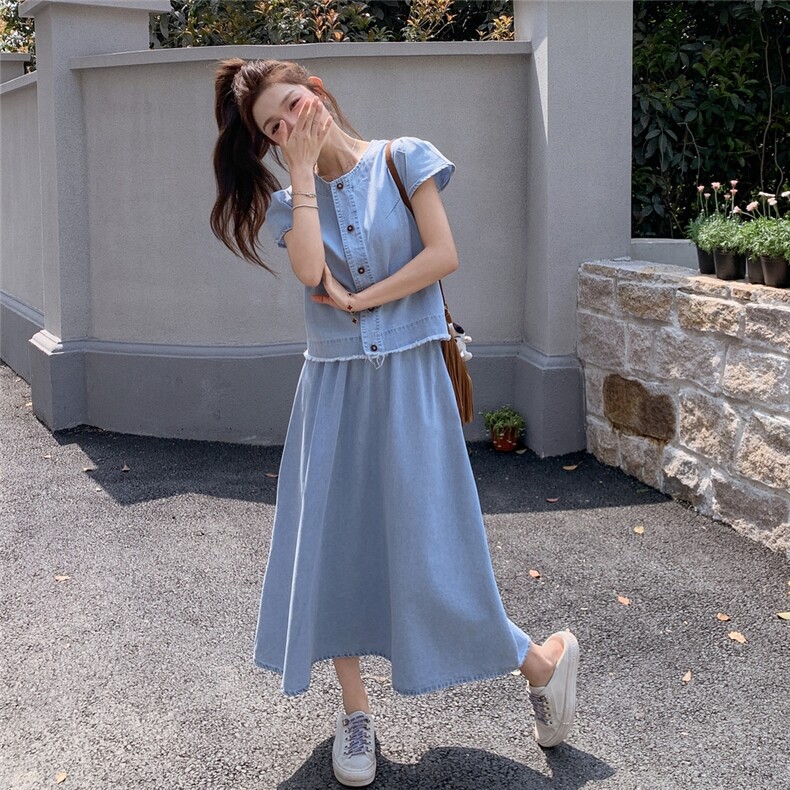 现货!现货！夏季新款牛仔套装女韩系两件套2C212-G85-P175-228,女装套装/套裙,2C212
