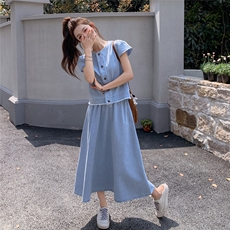 现货!现货！夏季新款牛仔套装女韩系两件套2C212-G85-P175-228，女装套装/套裙，2C212