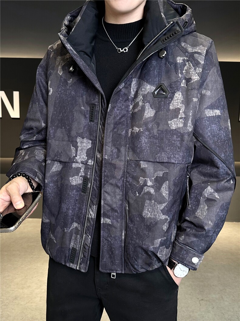 标90男休闲立领羽绒服图案迷彩外套上衣A329-YR2569-P295,男装羽绒服,电商A329