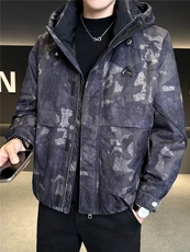 标90男休闲立领羽绒服图案迷彩外套上衣A329-YR2569-P295，男装羽绒服，电商A329