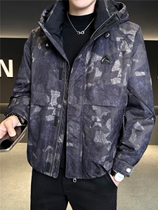 标90 男休闲立领羽绒服 图案迷彩外套上衣 A329-YR2569-P295图片