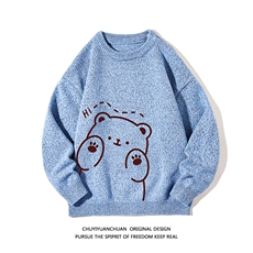 加厚加绒毛衣男大码毛线衣男针织衫M19236-P45加绒款-P65白底，男装针织衫/毛衣，电商A040A