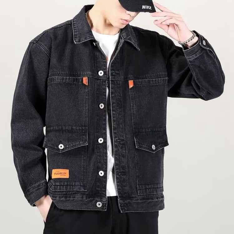 2025春秋新款干活穿的外套牛仔工作服男耐脏耐磨劳保翻领工装夹克,男装夹克,星座218-8