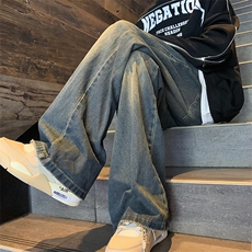 抖音现货宽松直筒拖地牛仔裤中性喇叭裤潮GK06-P60限价78，男装牛仔裤，星座310A-1