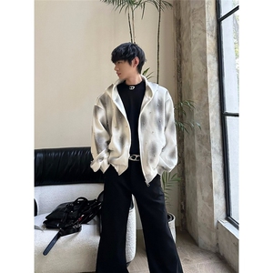 网络图现货 美式高街复古扎染珍珠点缀喷绘连帽开衫卫衣JA242-P55图片
