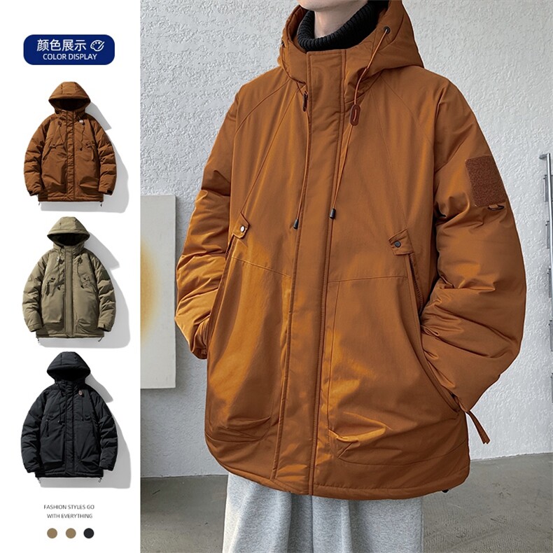 冲锋衣男羽绒棉服冬季轻薄机能风工装外套加厚痞帅棉衣M0785-P120图片