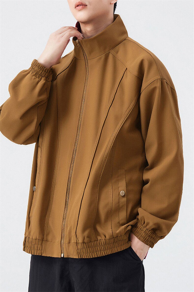 新款硬汉风户外夹克男立领纯色上衣冲锋衣外套A157B-JK7866-P60,男装夹克,电商A157B