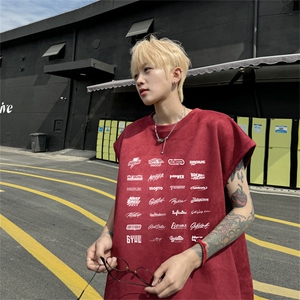 麂皮绒背心坎肩男T恤美式港风潮JB419-特P19控38图片