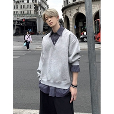 小众设计感假两件拼接厚T恤春季宽松休闲时尚上衣W8291，男装T恤，星座1116A（原606A-3）