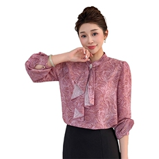 BAO现货2026春季新款时尚气质优雅立领减龄显瘦长袖百搭衬衣，女装衬衫，时尚俏佳人