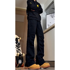 高品质B221美式ins高街暗黑宽松微喇牛仔裤LK24339-P60控78，男装牛仔裤，电商B221
