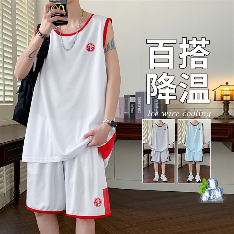 TZ137-P55大码M-8XL冰丝学生运动套装篮球服背套装，男装休闲套装，星座507A（原星座306B-2）