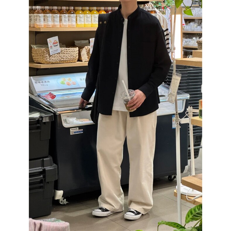 长袖立领仿麻休闲衬衫1302-GC67-P40控68成分100棉,男装衬衫,星座1302