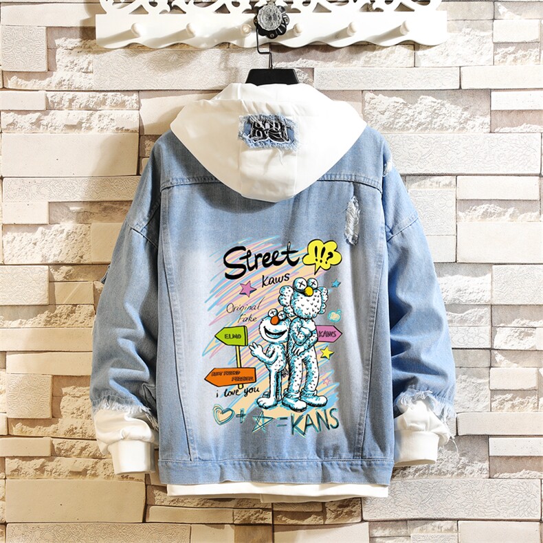 2022大货男士假两件牛仔衣情侣外套印花夹克JK666-P55，男装工装外套，星座1103-1