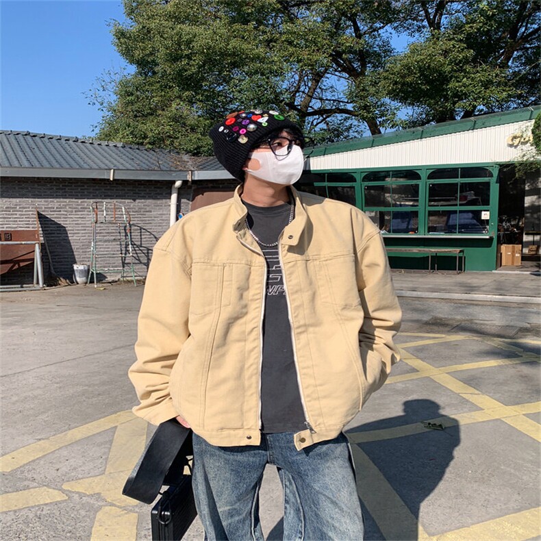 春季复古重磅水洗帆布哈灵顿外套男立领设计感休闲夹克JK1168-P98,男装夹克,星座1103-3