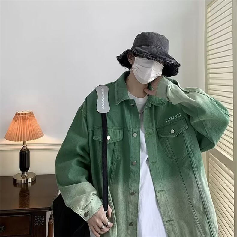 百搭长袖简约男渐变色夹克翻领ins秋季新款青春流行标准潮潮流图片