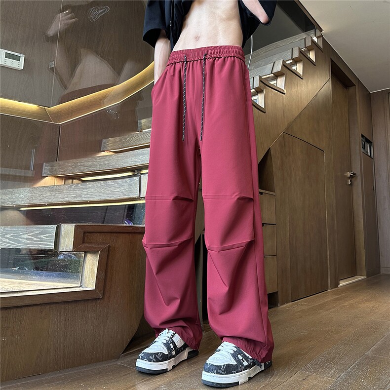 YK125P28控58品质保障！夏季冰丝垂坠感双褶休闲裤潮牌长裤子,男装休闲裤,电商A249