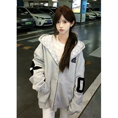 连帽拉链开衫卫衣外套男女春秋刺绣情侣宽松慵懒上衣WY8062，女装短外套，星座1116A（原606A-3）