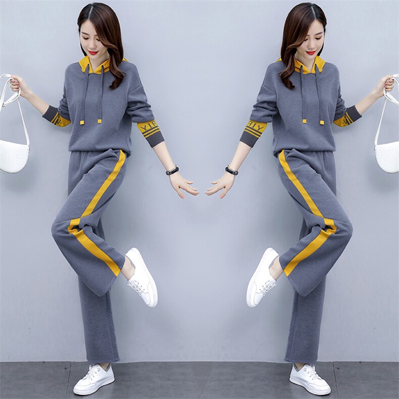 时尚休闲运动卫衣套装女春装2025年春装新款阔腿裤洋气减龄两件套,女装套装/套裙,梦依杭