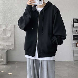cleanfit重磅连帽卫衣男美式高街假两件开衫短款垫肩外套KS003P68图片