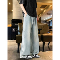 美式条纹潮流高街2026新款秋冬装宽松直筒牛仔裤男款休闲长裤子，男装牛仔裤，星座302A-2