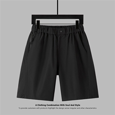 夏季锥形纯色男短裤松紧腰抗皱速干五分裤A329-K8510-P40，男装牛仔裤，电商A329