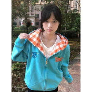 美式复古套头连帽字母卫衣女春秋宽松显瘦慵懒风休闲松弛感外套潮图片