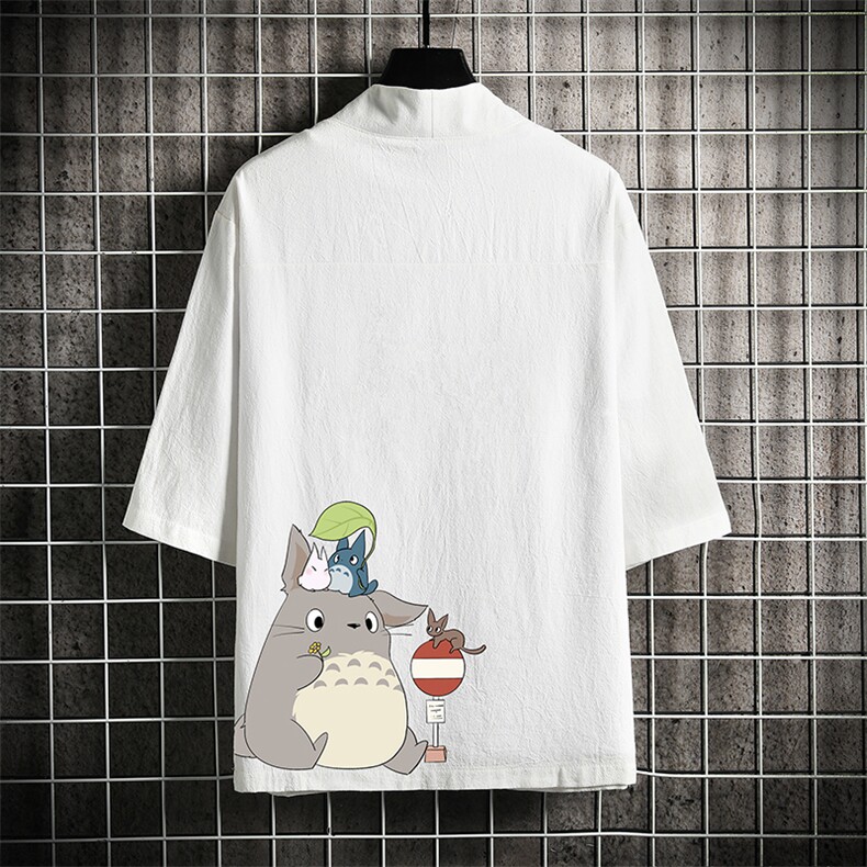 HF59152-P40风汉服男开衫外套七分袖道袍网格挂拍，男装民族服装，电商A040A