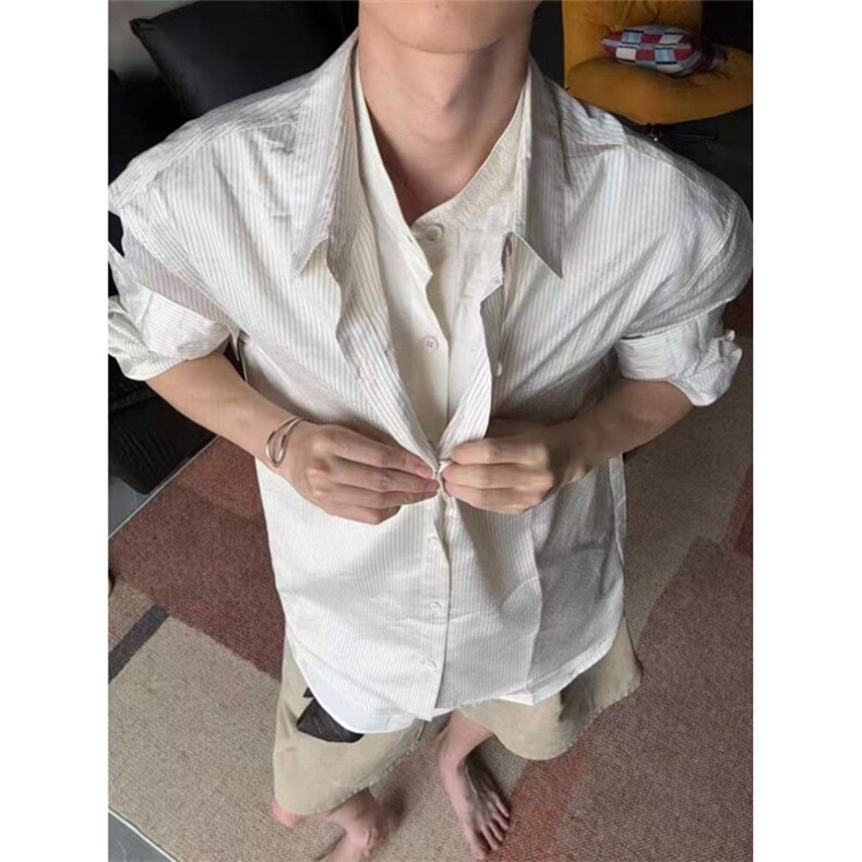 秋季休闲慵懒风假两件衬衫拼接拼接条纹衬衣男女CTK62,男装衬衫,星座1116A（原606A-3）