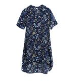 2021年夏季短袖中长款纽扣碎花原创设计气质简约衬衫，女装衬衫，丽影随形