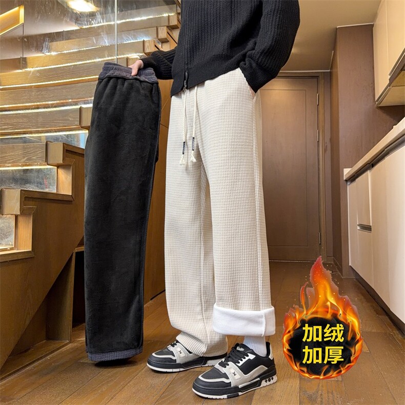 冬季雪呢尔直筒裤子宽松保暖休闲裤*CK25100*P38加绒45控78，男装棉衣，星座511-1