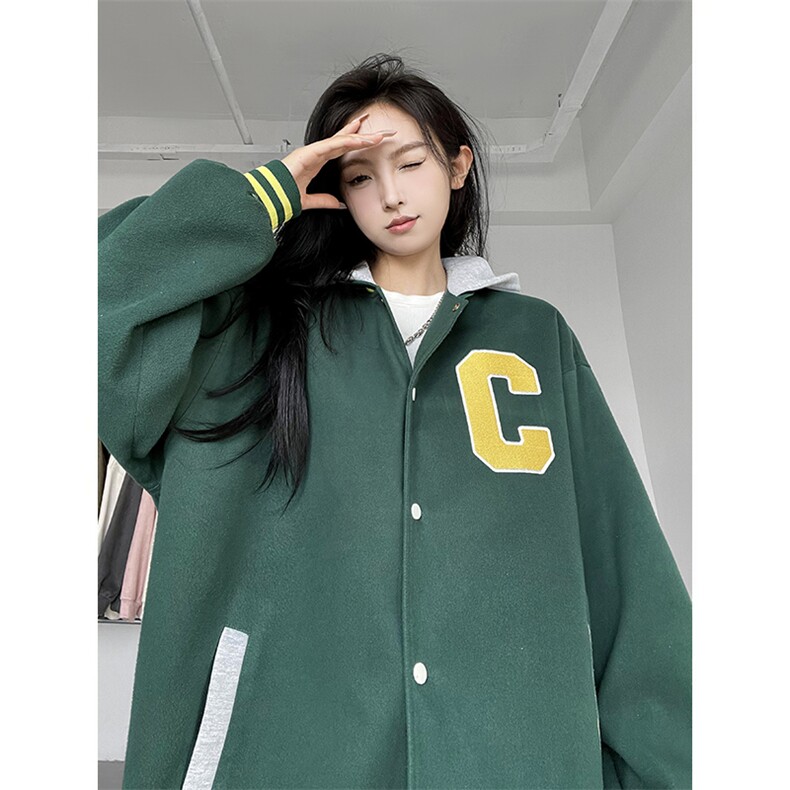 B225-W8568-X128-P102--聚酯纤维-字母C连帽外套,女装短外套,电商B225