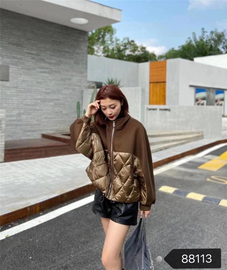 现货款2021秋冬羽绒拼接羊绒，其它，新风格