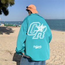 ！22秋季新款宽松大码港风CR英文夹克外套JK1673-P50控68，男装夹克，星座508（原C305）
