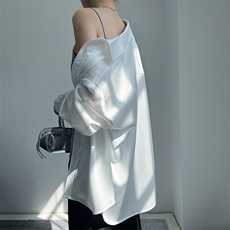 25夏新款防晒衫女轻薄超柔宽松衬衫长袖防晒衬衣外套上衣，女装防晒衣，蒙绒特