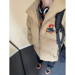抖音品质美式潮流字母印花高街INS宽松棉服JK23546特批65控108图片