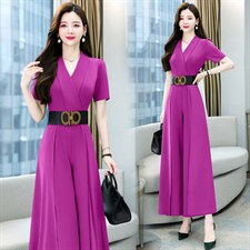 职业连体裤女2024夏季新款时尚高端名媛气质女神范收腰显瘦阔腿裤，女装连体裤，卡杰菲